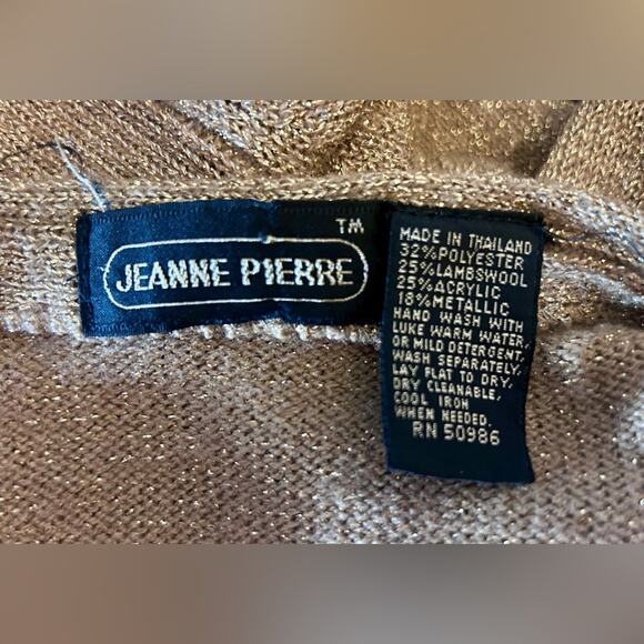 Vintage Jeanne Pierre Lambswool Blend Metallic Gold Shimmering Knit Party Top - Picture 2 of 2